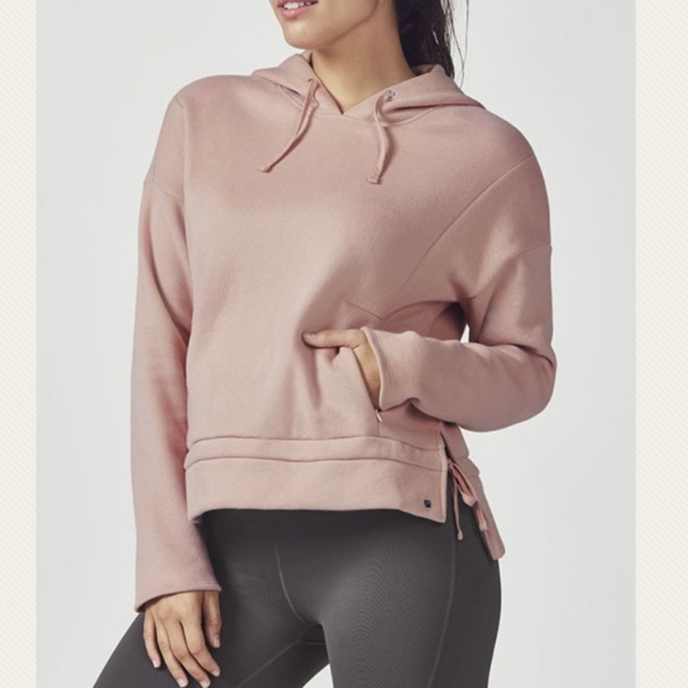 Fabletics Hooded Cropped Sweatshirt Blush Pink XS